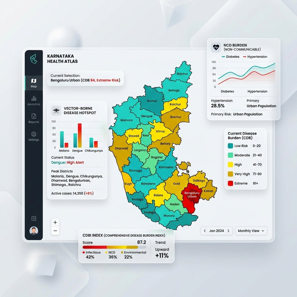 Karnataka Choropleth Heat Map of Disease Burden