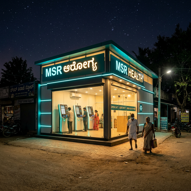 MSR ಆರೋಗ್ಯ – Pod Clinic at Night, 24/7 Open