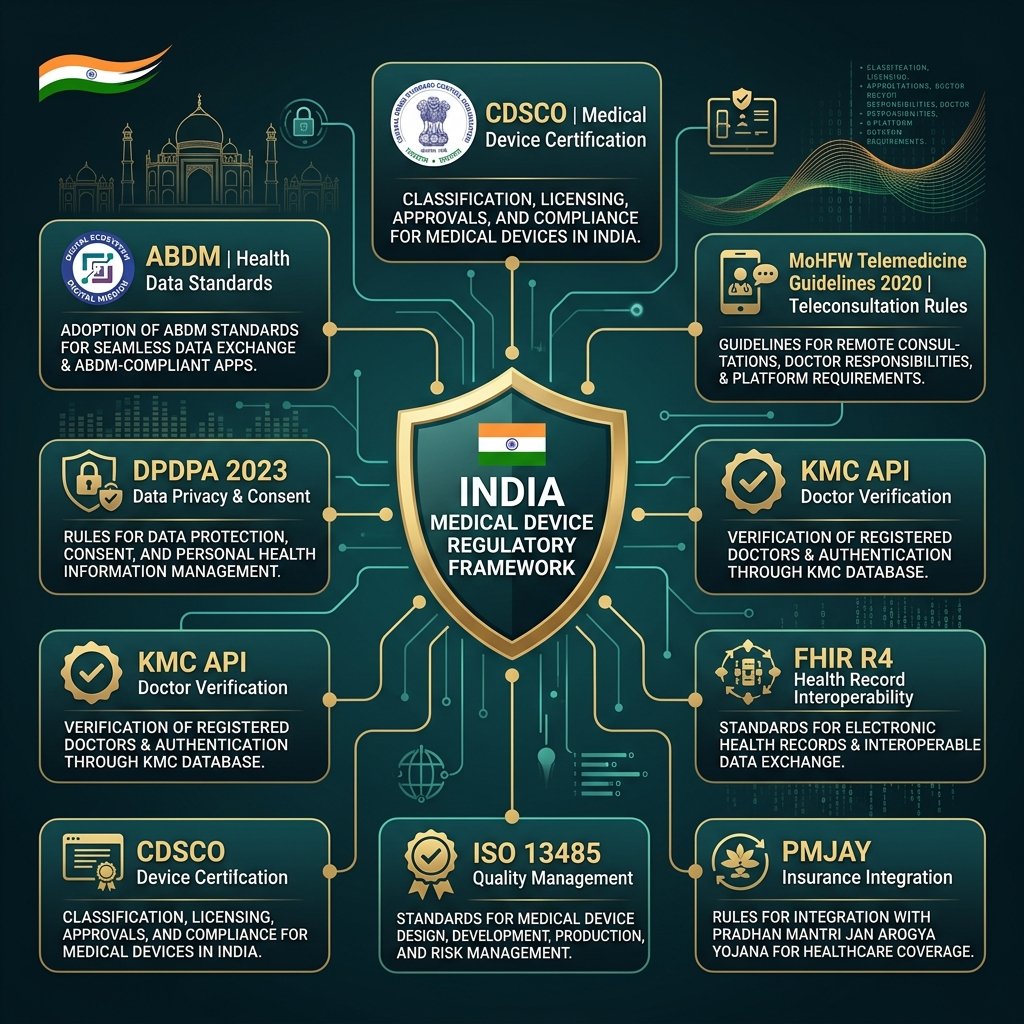 India Medical Device Regulatory Framework — CDSCO, ABDM, MoHFW, DPDPA